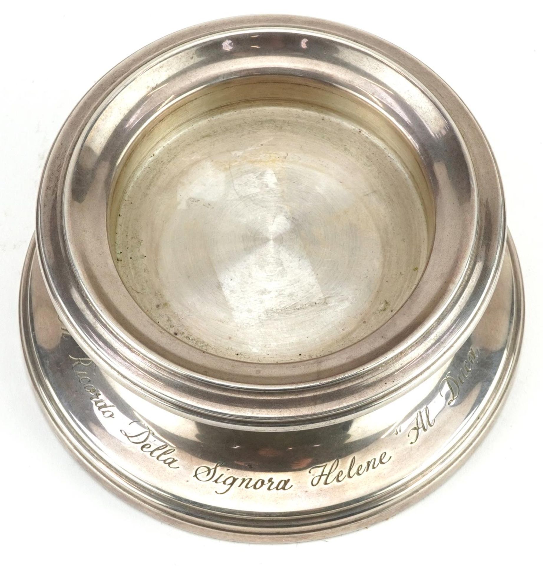 W I Broadway & Co, Elizabeth II circular silver filled wine coaster, Birmingham 2002, 13.5cm in - Image 2 of 6