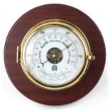 Sewills of Liverpool, Mahogany and brass ship's design compensated wall barometer, 26.5cm in length