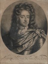 After Sir Godfrey Kneller - Portrait of William III, antique black and white print, sold by I