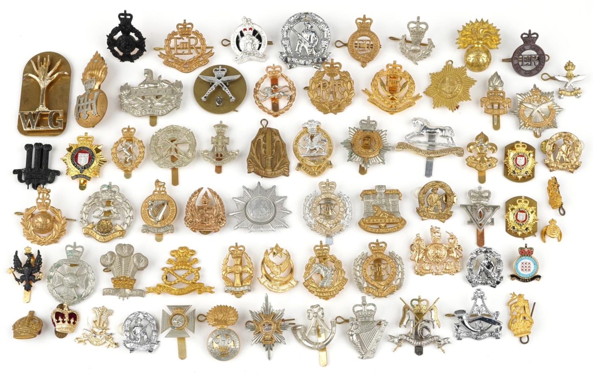 Collection of military interest cap badges, some Staybrite including RAF, Gurkha Transport