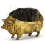 Victorian brass clothes brush in the form of a pig, 11cm in length