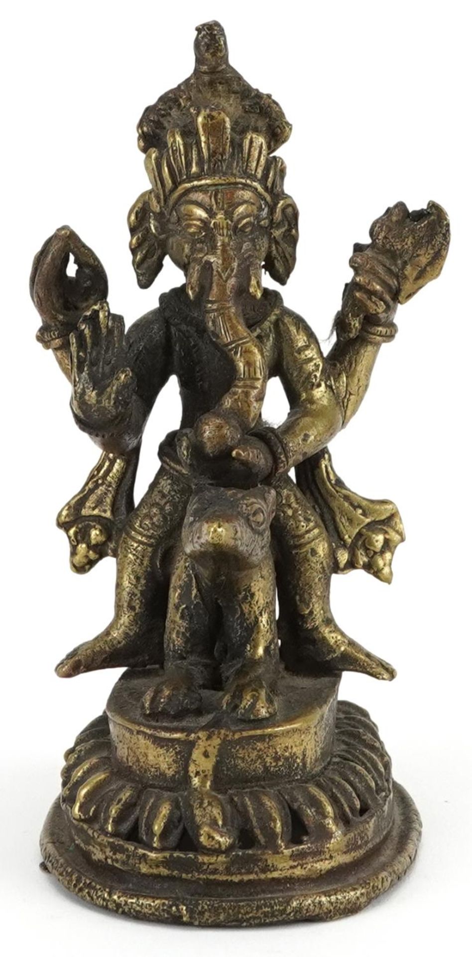 19th century Indian bronze statuette of Ganesh, 12.5cm high - Bild 2 aus 7