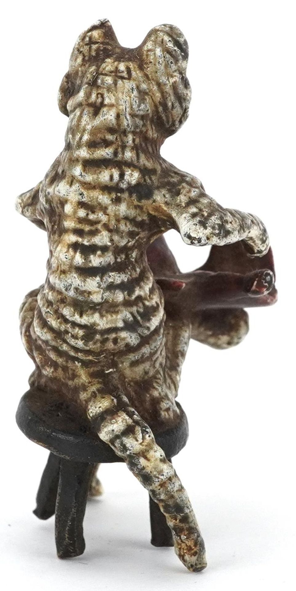 Austrian style cold painted bronze cat seated on a stool, 6cm high - Image 2 of 4