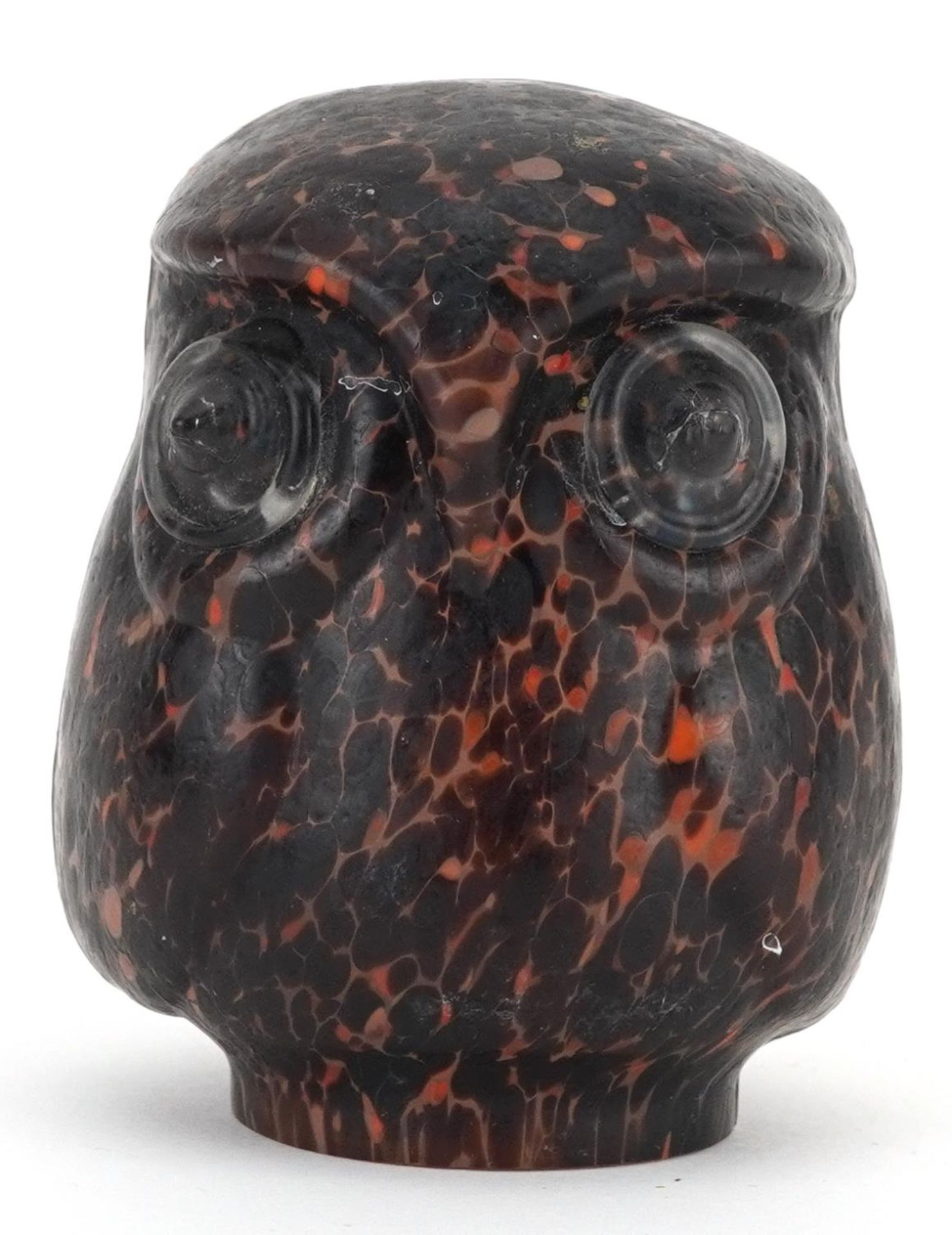 Brown and orange mottled glass shade in the form of an owl, 7cm high - Image 2 of 4