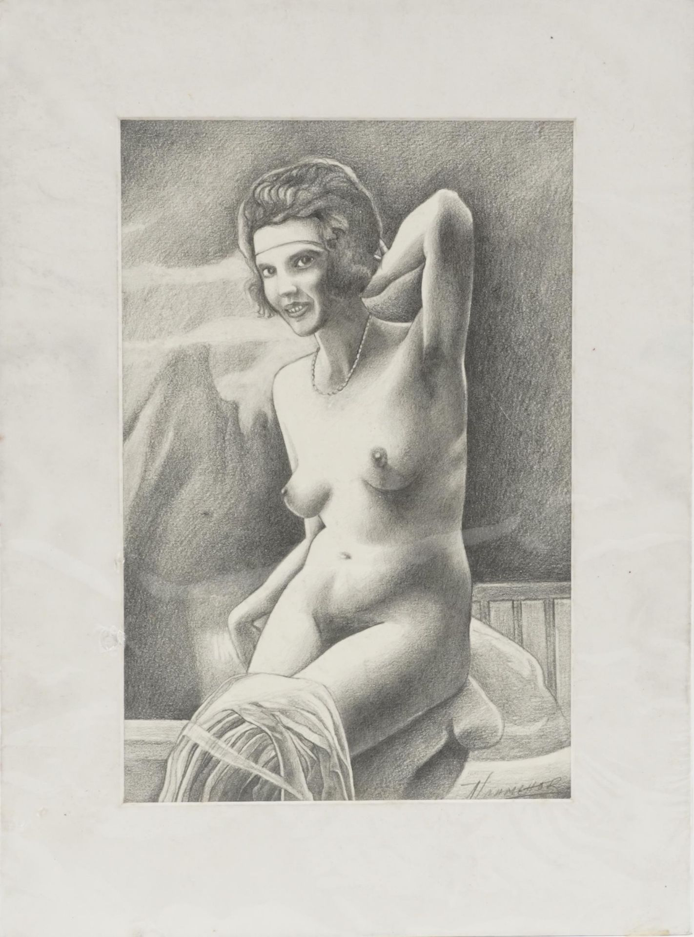 Pair of nude females, Russian pin up school pencil drawings, each signed in Cyrillic, unframed, each - Image 7 of 9