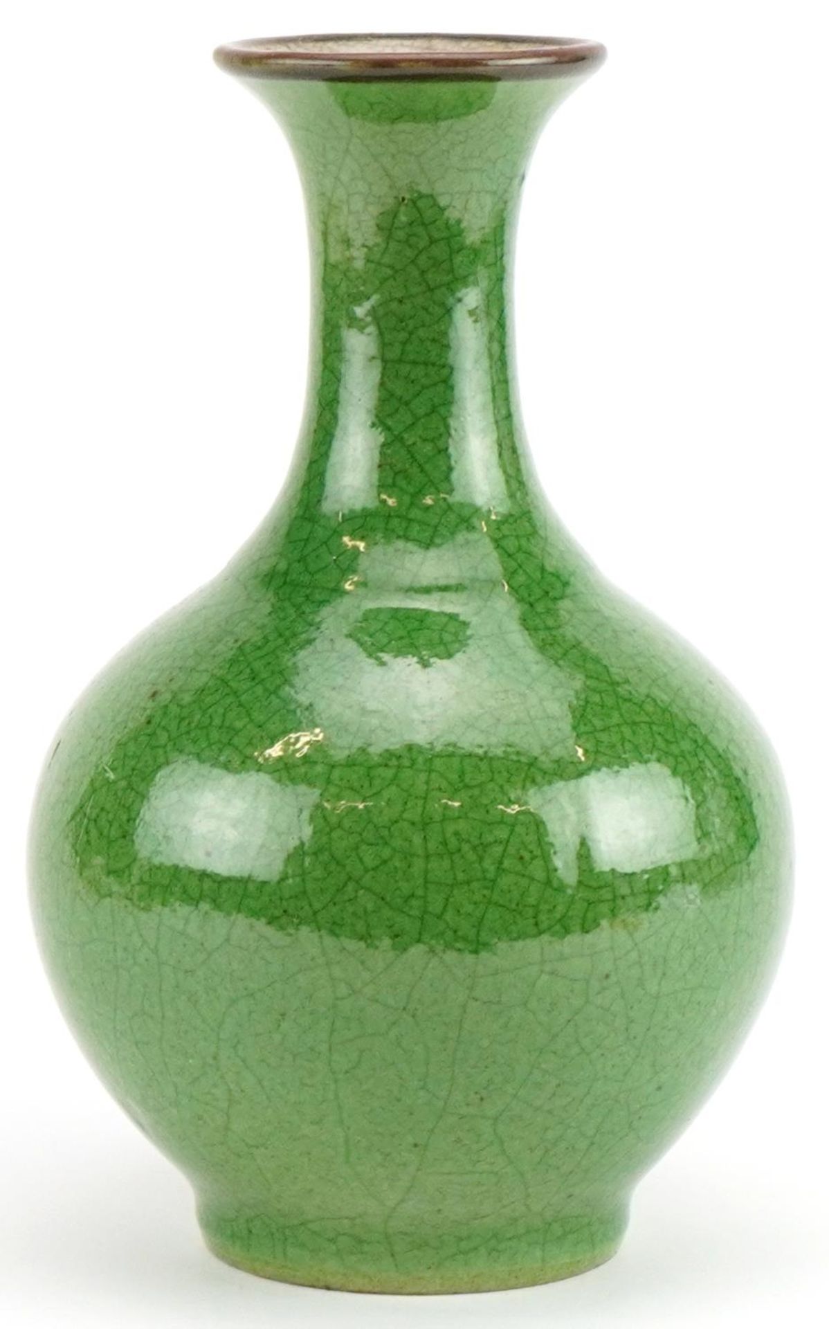 Chinese Ge ware type porcelain vase having a green crackle glaze, 22cm high - Bild 3 aus 6