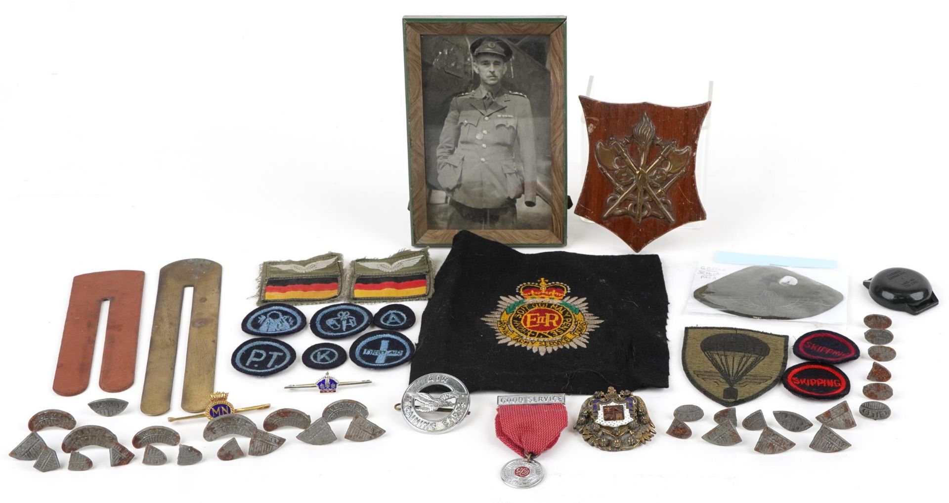 Militaria including a dosimeter, two Blakey's Wartime Boot Protector packs and a black and white