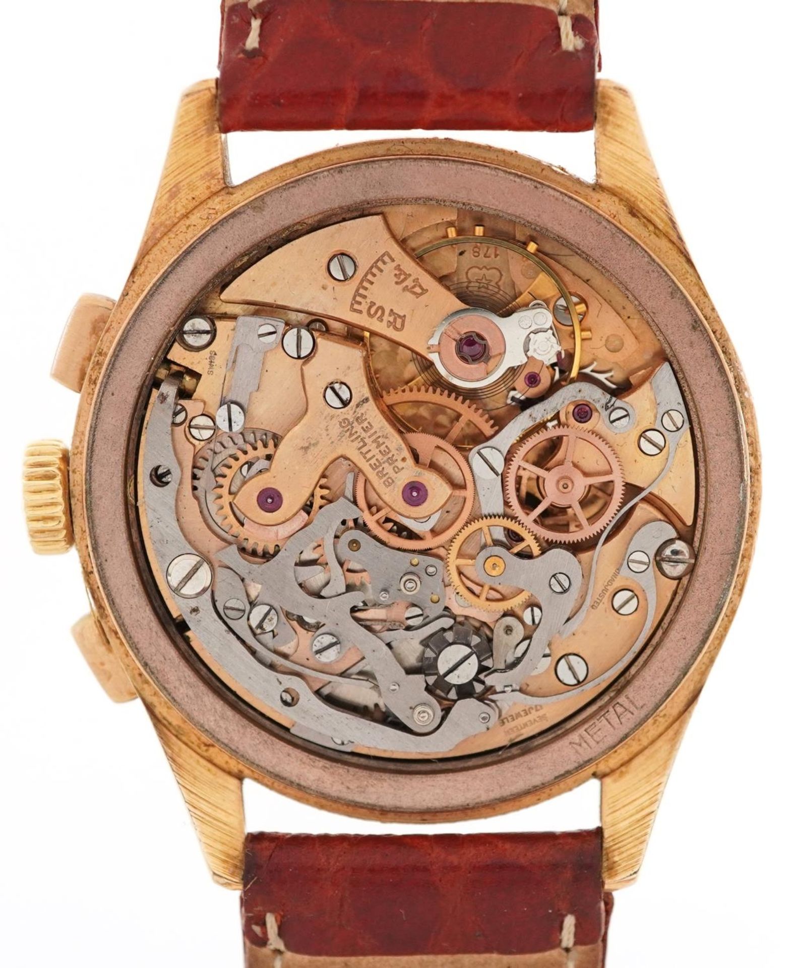 Breitling, gentlemen's 18ct gold Breitling Premier chronograph wristwatch having white dials with - Bild 4 aus 6