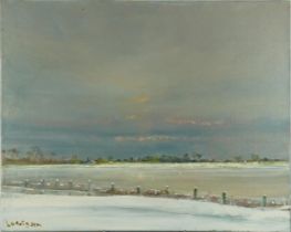 Malcolm Ludvigsen 2008 - Flood Near Wheldrake, oil on canvas, unframed, inscribed verso, 76cm x 61cm