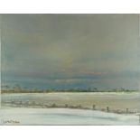 Malcolm Ludvigsen 2008 - Flood Near Wheldrake, oil on canvas, unframed, inscribed verso, 76cm x 61cm