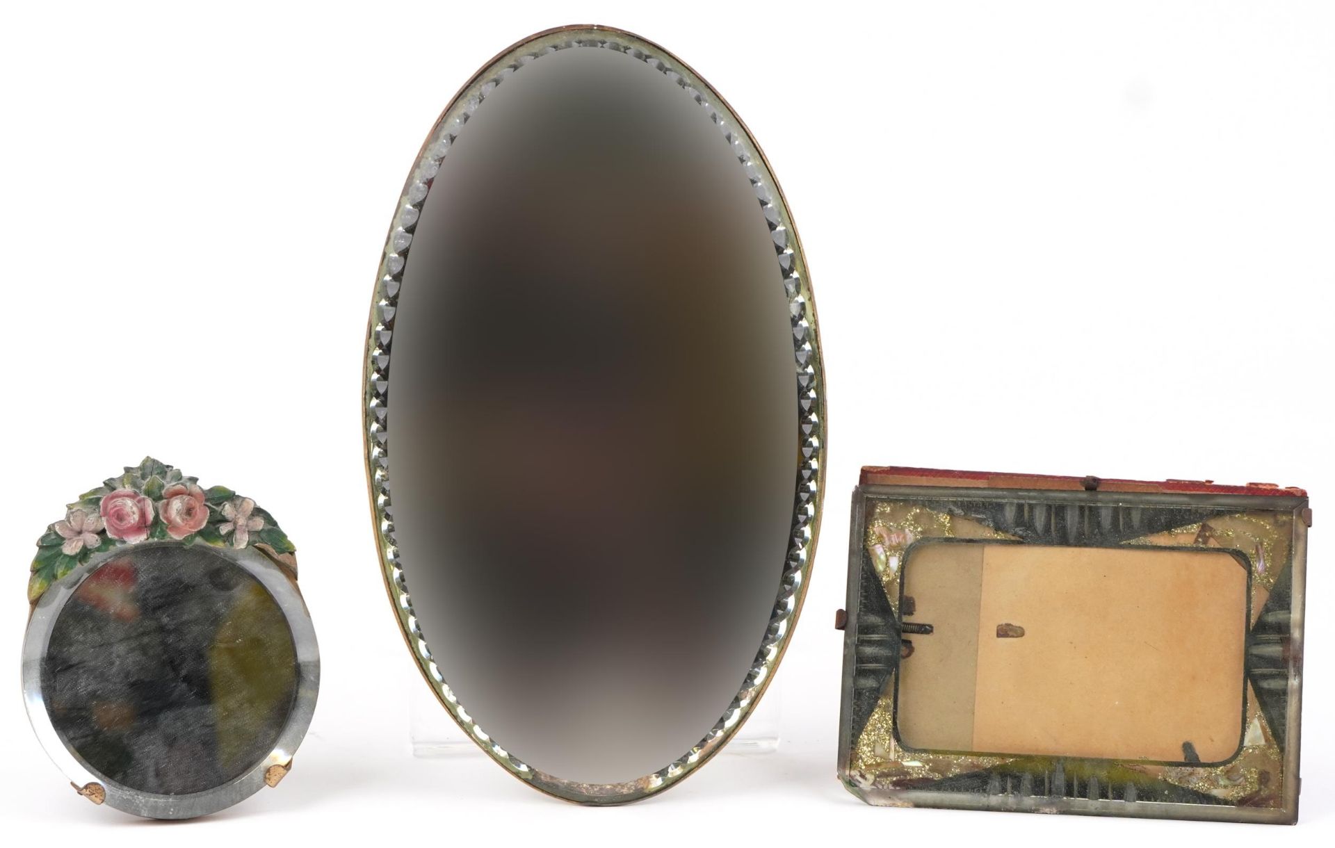 Victorian and later mirrors and frames including an oval wall example with candleholder and a