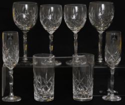 Four pairs of Royal Doulton crystal glasses, the largest each 21cm high