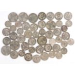 British pre decimal, pre 1947 coinage including florin and shillings, 255g