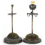Two Edwardian silver hatpin stands, one with Scottish thistle citrine terminal, the largest 11.5cm