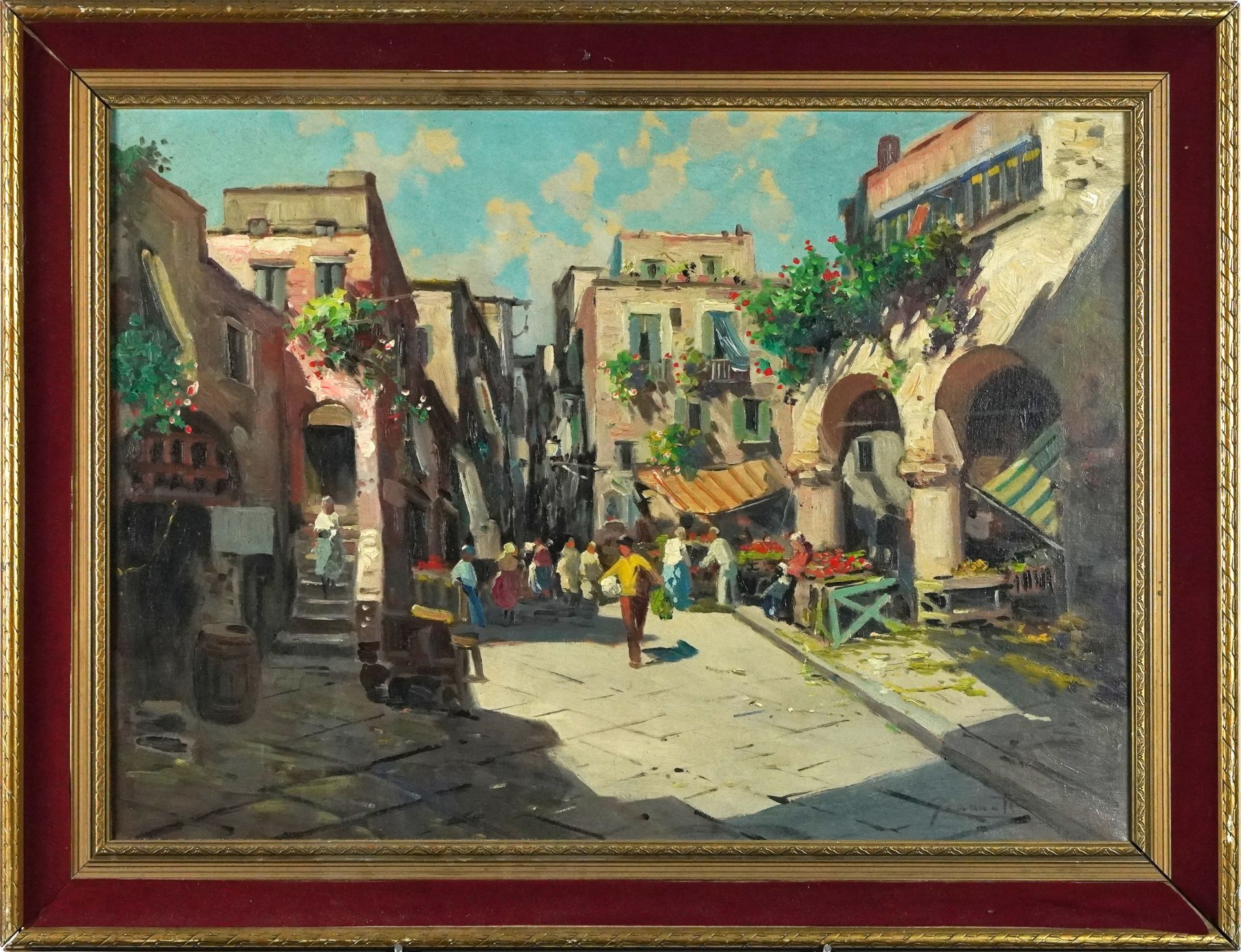 Eva Giannetti - Italian street scene, Impressionist oil on canvas, mounted and framed, 69.5cm x 49. - Bild 2 aus 4