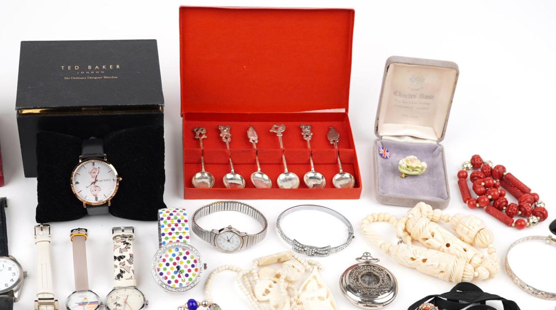 Large collection of vintage and later costume jewellery, wristwatches and an Omega wristwatch box, - Image 3 of 5