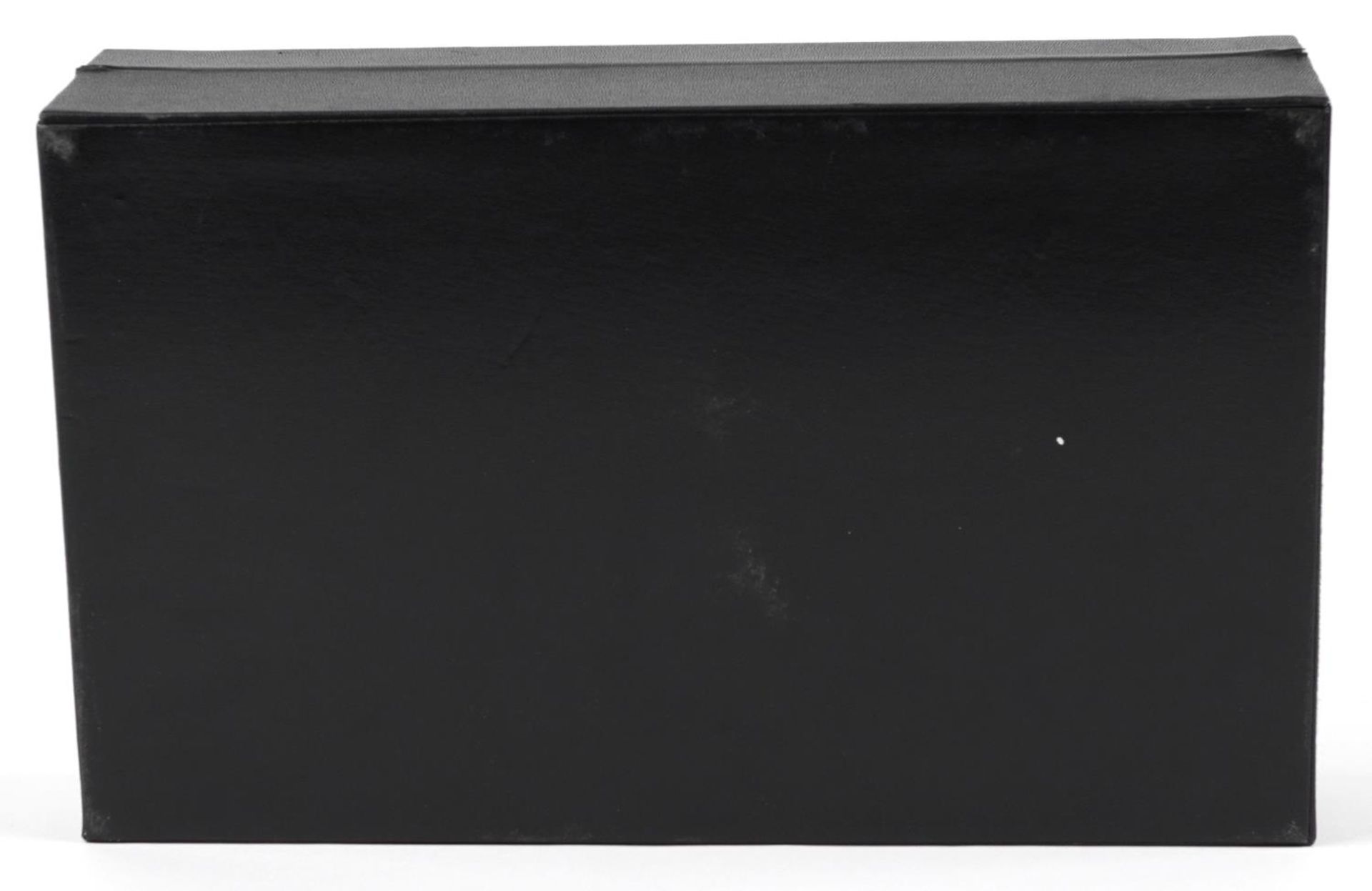 Black leatherette twelve section watch display box, 8.5cm H x 33cm W x 20cm D - Image 4 of 4