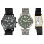 Three gentlemen's wristwatches comprising an automatic Burie, Senjue and Roamer, the largest 44mm in