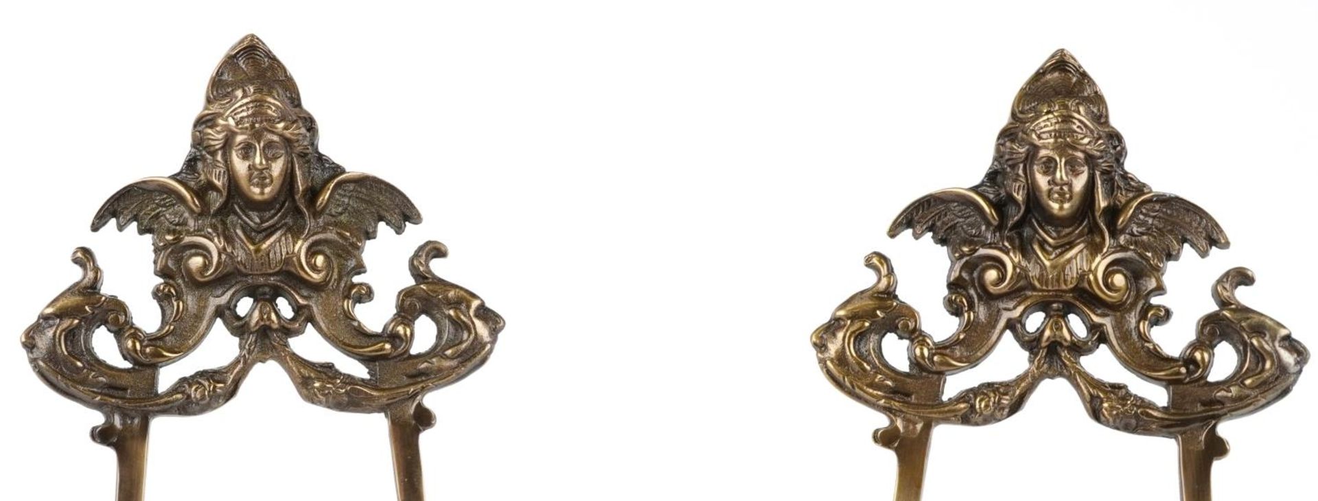 Pair of Rococo style brass easel stands, each 56cm high - Image 2 of 3