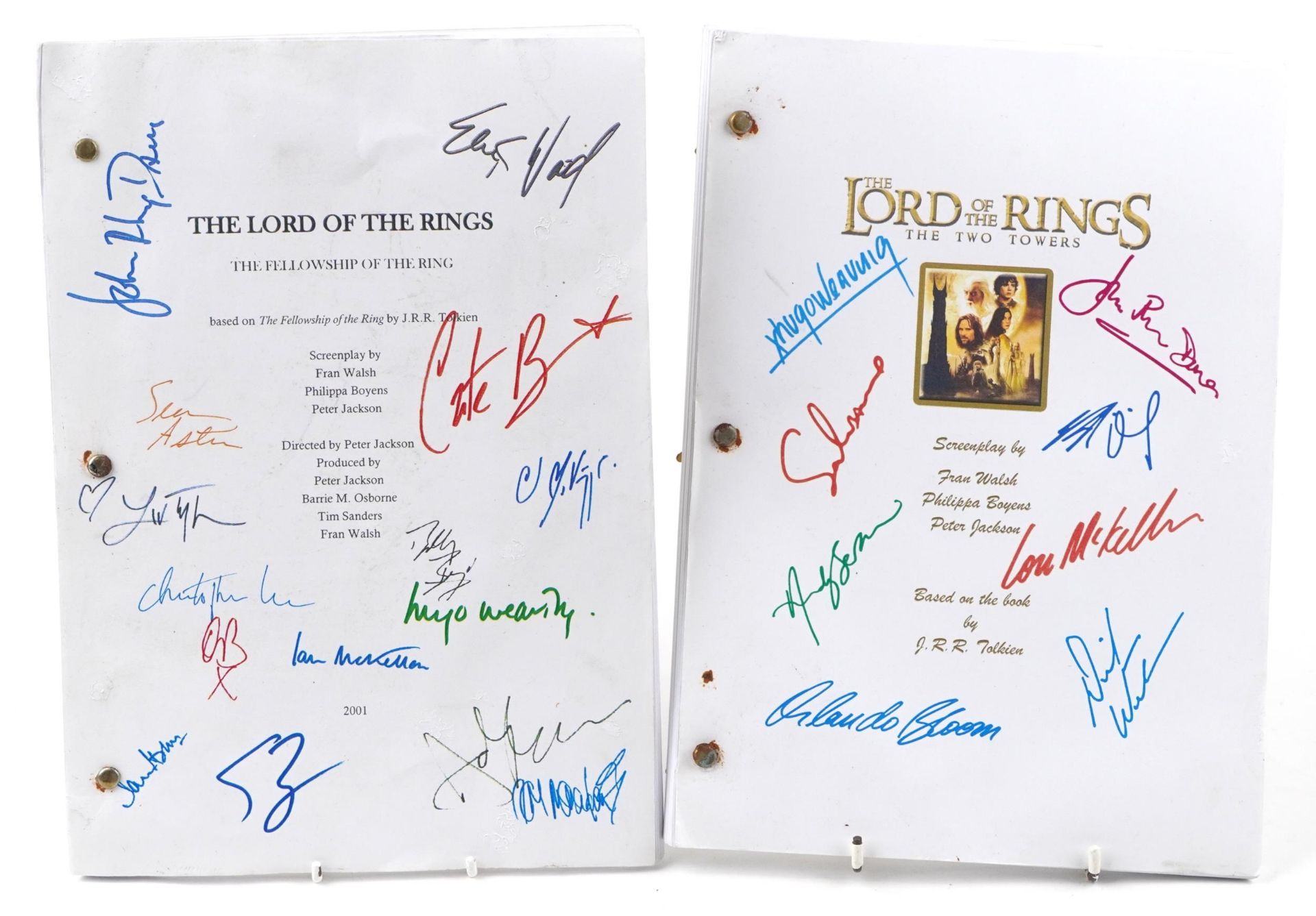 Two Lord of the Rings screenplay scripts comprising The Fellowship of the Ring and The Two Towers