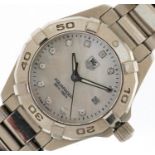 Tag Heuer, ladies Tag Heuer Aquaracer wristwatch having a diamond set mother of pearl dial with date