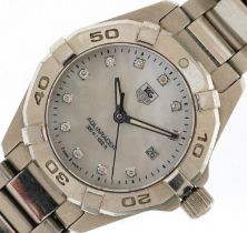 Tag Heuer, ladies Tag Heuer Aquaracer wristwatch having a diamond set mother of pearl dial with date
