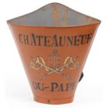 Chateauneuf du Pape painted tin advertising grape pickers hod/bucket, 62cm high