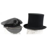 Military interest peaked cap and a collapsible top hat