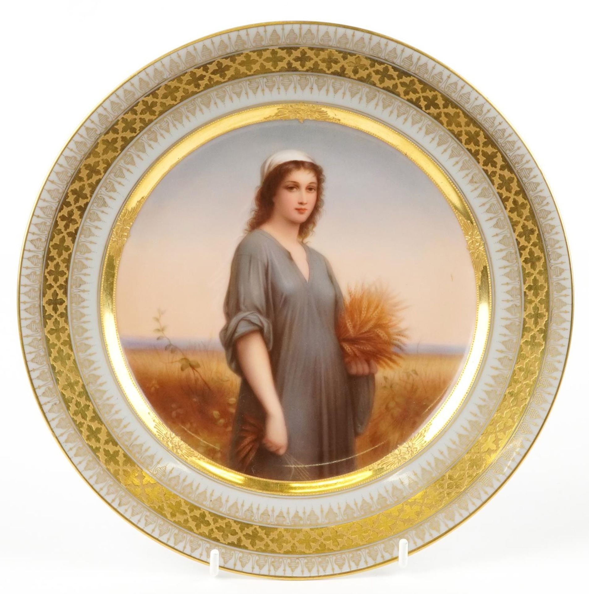 Royal Vienna, 19th century Austrian porcelain cabinet plate hand painted with a portrait of Ruth