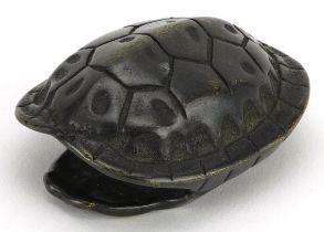 Patinated bronze model of a turtle shell, 6cm in length