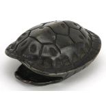 Patinated bronze model of a turtle shell, 6cm in length