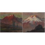 Alpine landscapes, pair of early 20th century oil on boards, both indistinctly signed, mounted and