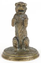 Victorian brass model of a begging Terrier, 10cm high