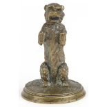 Victorian brass model of a begging Terrier, 10cm high