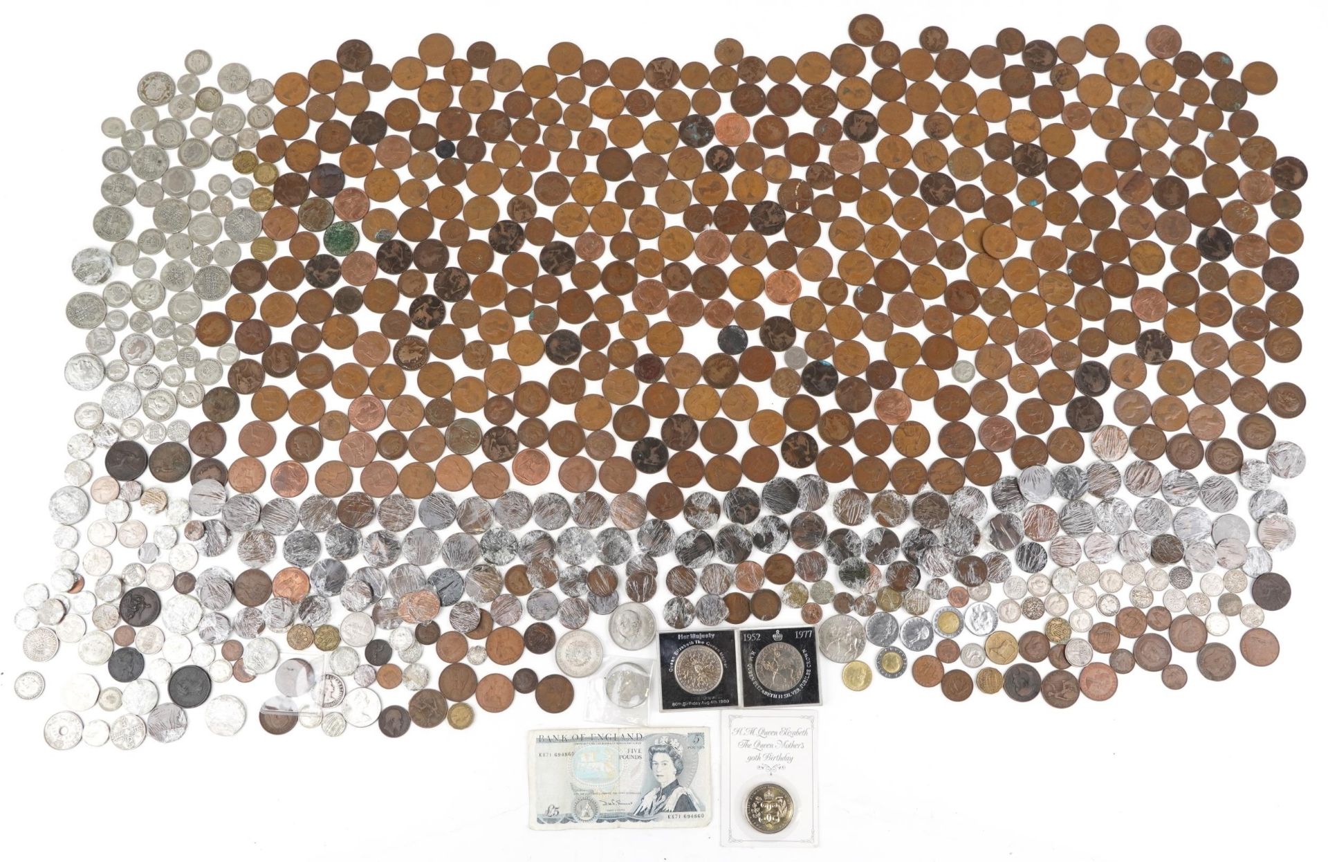 Antique and later British and world coinage including a large collection of pre 1947 examples and