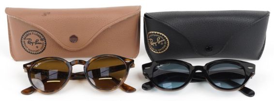 Two pairs of ladies Ray-Ban sunglasses with cases