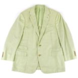 Ralph Lauren 100% green cashmere herringbone dinner jacket with silk lining, size 46R