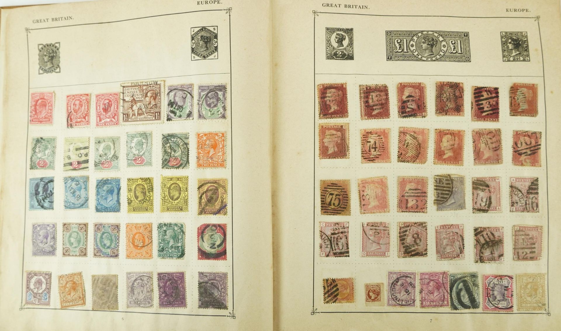 19th century and later British and world stamps arranged in an album including Penny Reds - Bild 5 aus 10