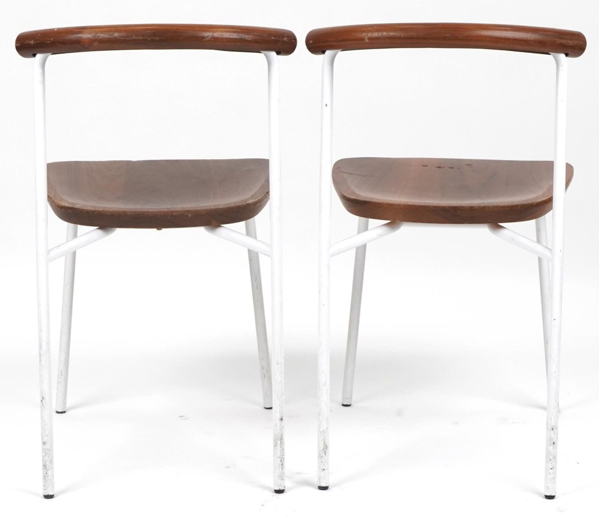 Manner of Calligaris, pair of contemporary metal framed hardwood bistro chairs, 75cm high - Image 4 of 4
