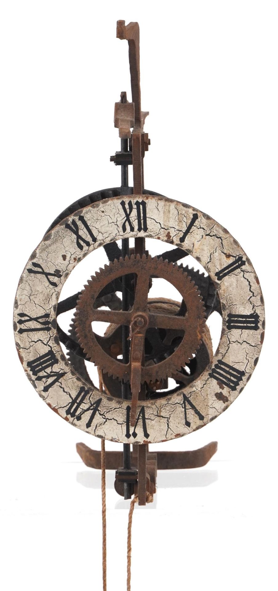 Antique skeleton wall clock, 17cm excluding the weight - Image 3 of 6