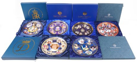 Six Bradford Exchange commemorative plates with boxes including examples commemorating Princess