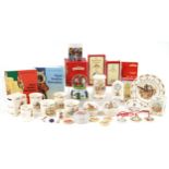 Royal Doulton Bunnykins collectable table and nursery ware including porcelain moneybox, wall clock,
