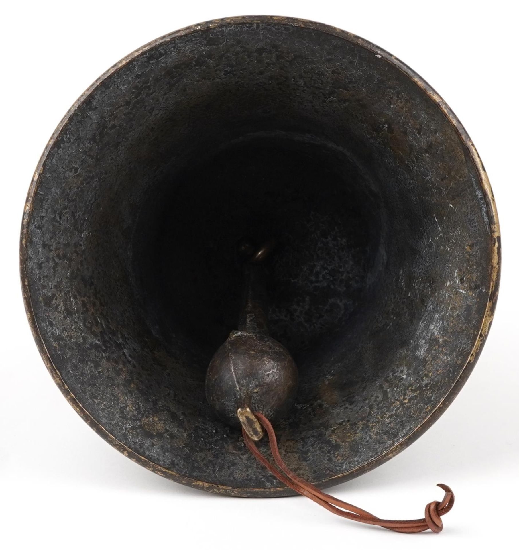 Shipping interest patinated bronze bell dated 1839, 20.5cm high - Bild 4 aus 4