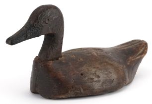 Antique sporting interest carved wood duck decoy, 31cm in length