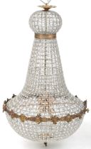 Large ornate chandelier with gilt brass mounts, approximately 115cm high x 60cm in diameter