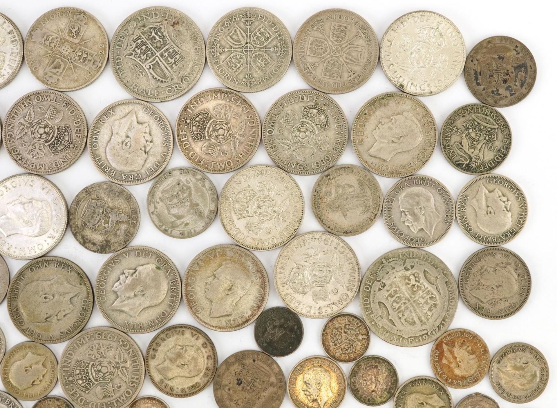 British pre decimal, pre 1947 coinage including half crowns and two shillings, 400g - Bild 3 aus 5