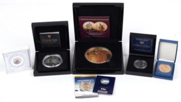 Silver proof and other British coinage including We Shall Fight on the Beaches VE day 75th