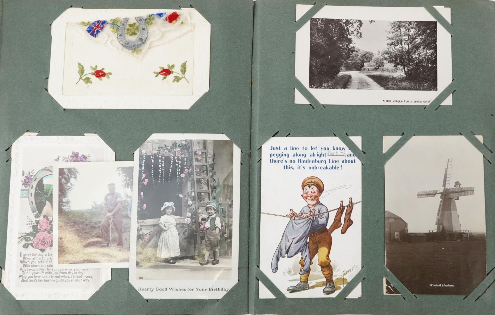 Early 20th century and later postcards arranged in an album, some real photographic, including - Bild 2 aus 9