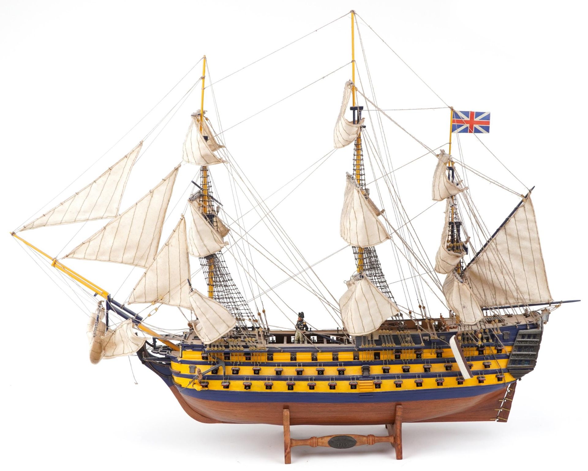 Large hand painted wooden model of HMS Victory on stand together with a Del Prado figure of Vice - Image 2 of 4