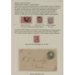 Victorian Natal and Zululand stamps and a cover housed in a framed, glazed display including a block